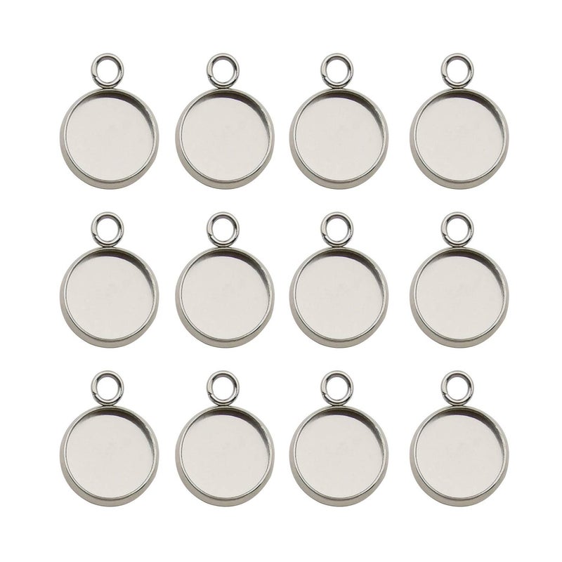 iloveDIYbeads 50pcs Fit 12mm Stainless Steel Round Blank Bezel Pendant Trays Base Cabochon Settings Trays Pendant Blanks for Jewelry Making DIY Findings (10162-12mm) - Image 1